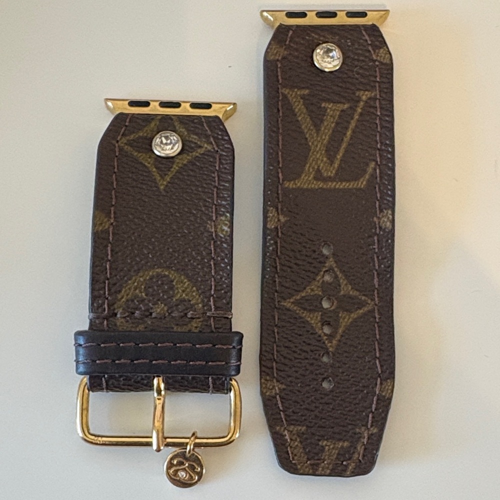 Designer Brown Monogram Leather Apple Watch Band